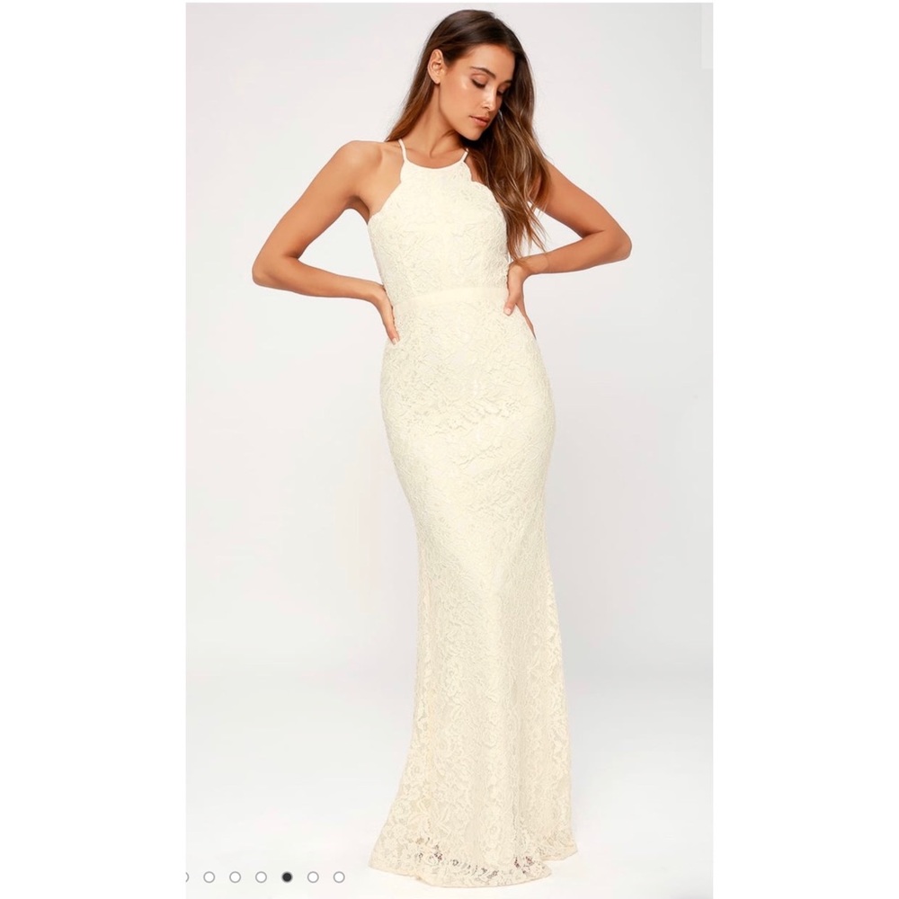 SOLD - Zenith Cream Lace Maxi Wedding Dress - Picture 4 of 7